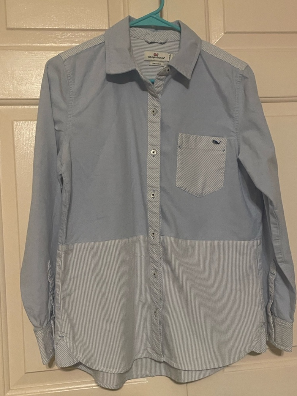 Vineyard Vines S Relaxed Fit Coastal Preppy Colorblock Button Down Shirt